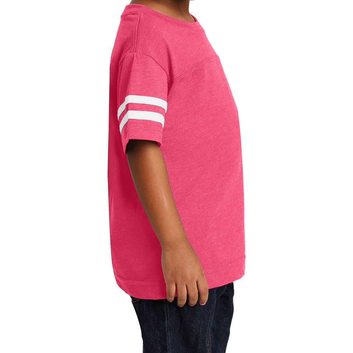 Toddler Football Fine Jersey Tee - Vintage Hot Pink/ Blended White