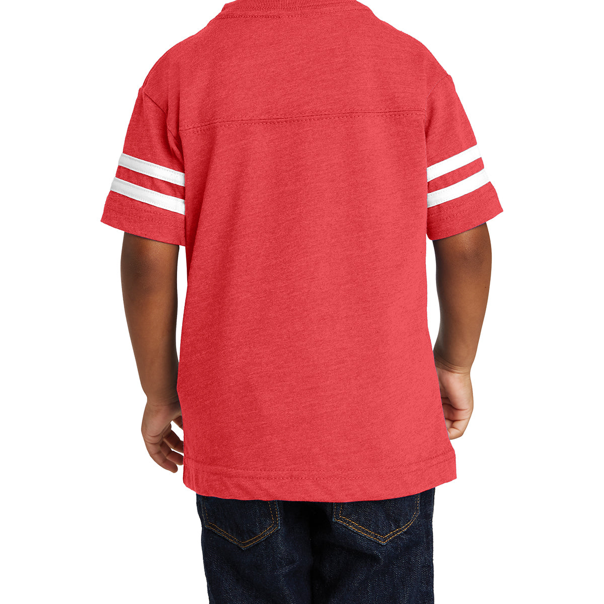 Toddler Football Fine Jersey Tee - Vintage Red/ Blended White