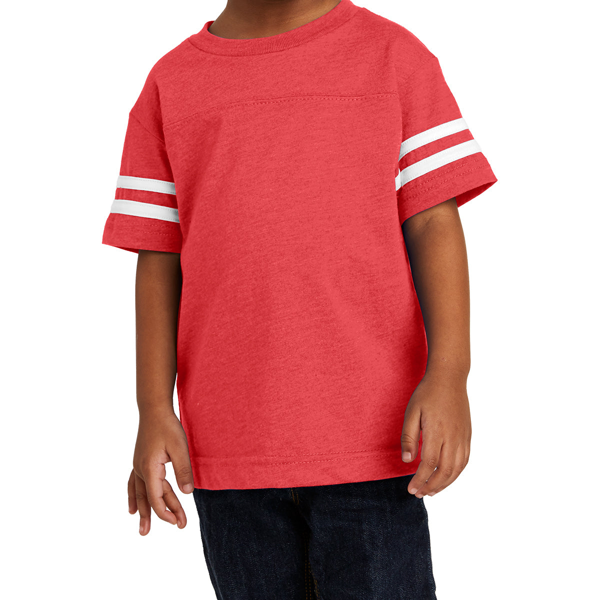 Toddler Football Fine Jersey Tee - Vintage Red/ Blended White