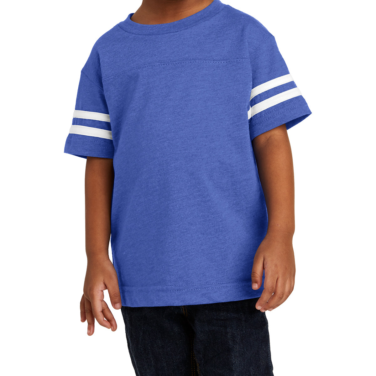 Toddler Football Fine Jersey Tee - Vintage Royal/ Blended White