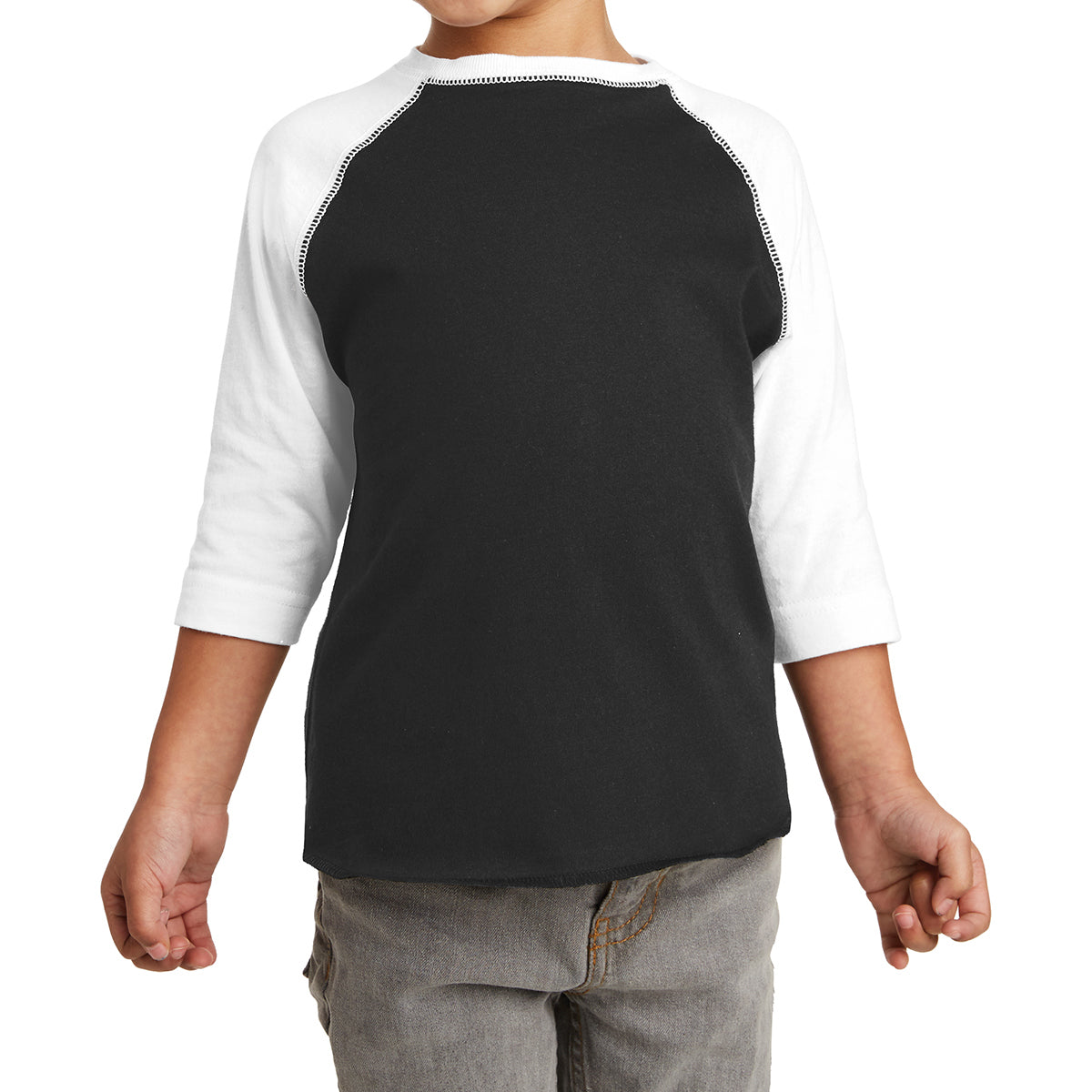 Toddler Baseball Fine Jersey Tee - Black/ White