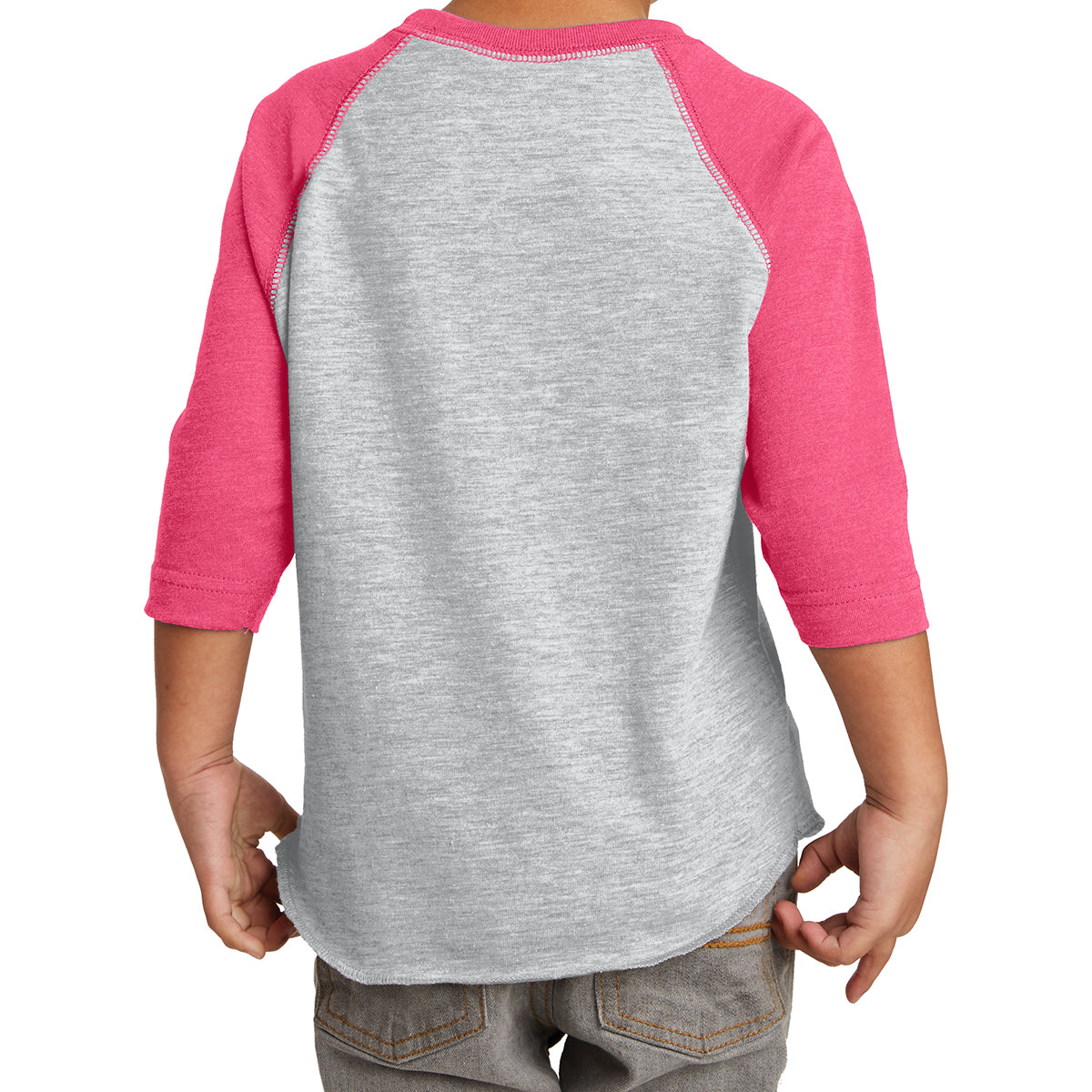 Toddler Baseball Fine Jersey Tee - Vintage Hthr/ Vintage Hot Pink