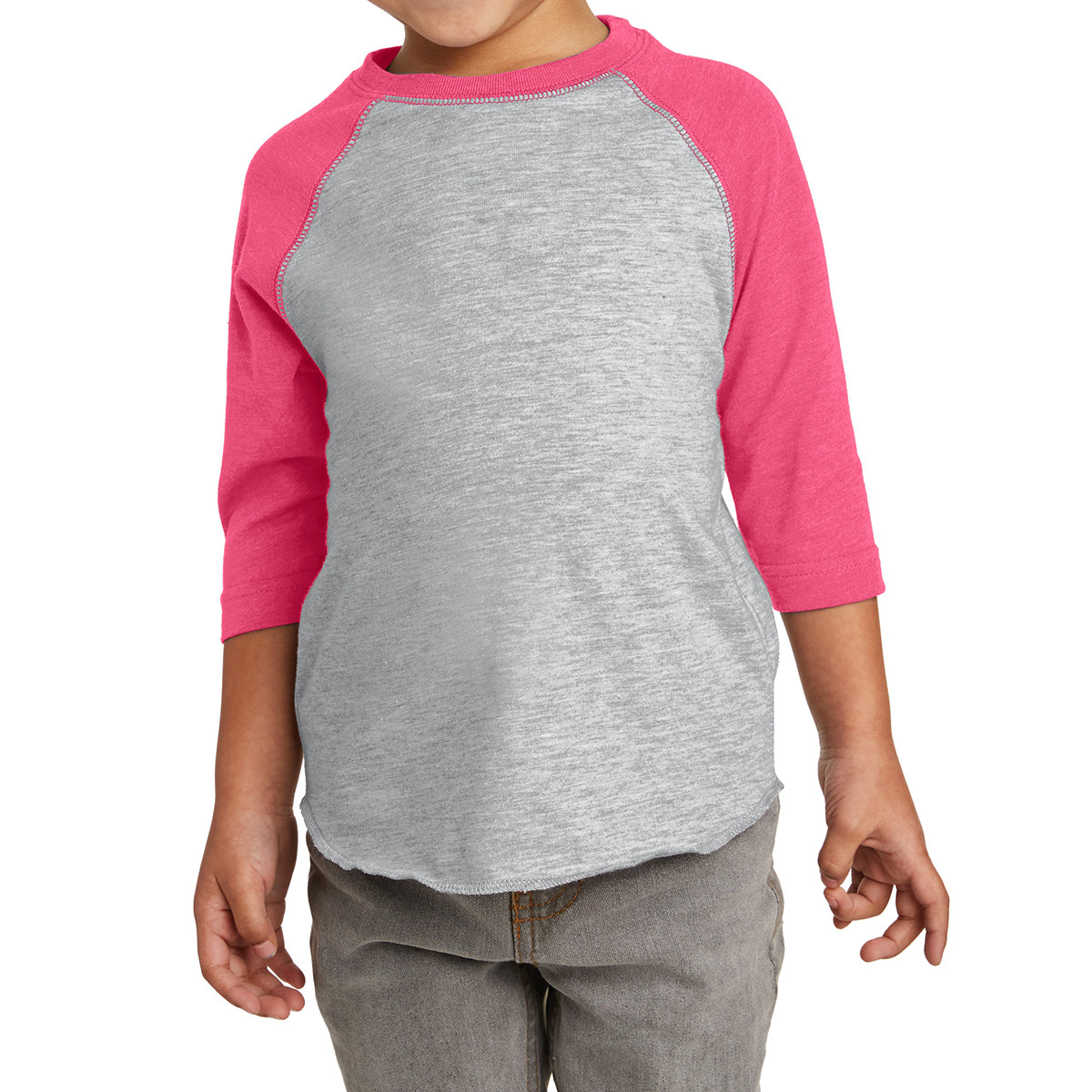 Toddler Baseball Fine Jersey Tee - Vintage Hthr/ Vintage Hot Pink