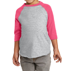 Toddler Baseball Fine Jersey Tee - Vintage Hthr/ Vintage Hot Pink