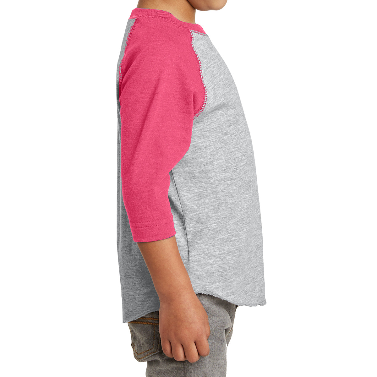 Toddler Baseball Fine Jersey Tee - Vintage Hthr/ Vintage Hot Pink