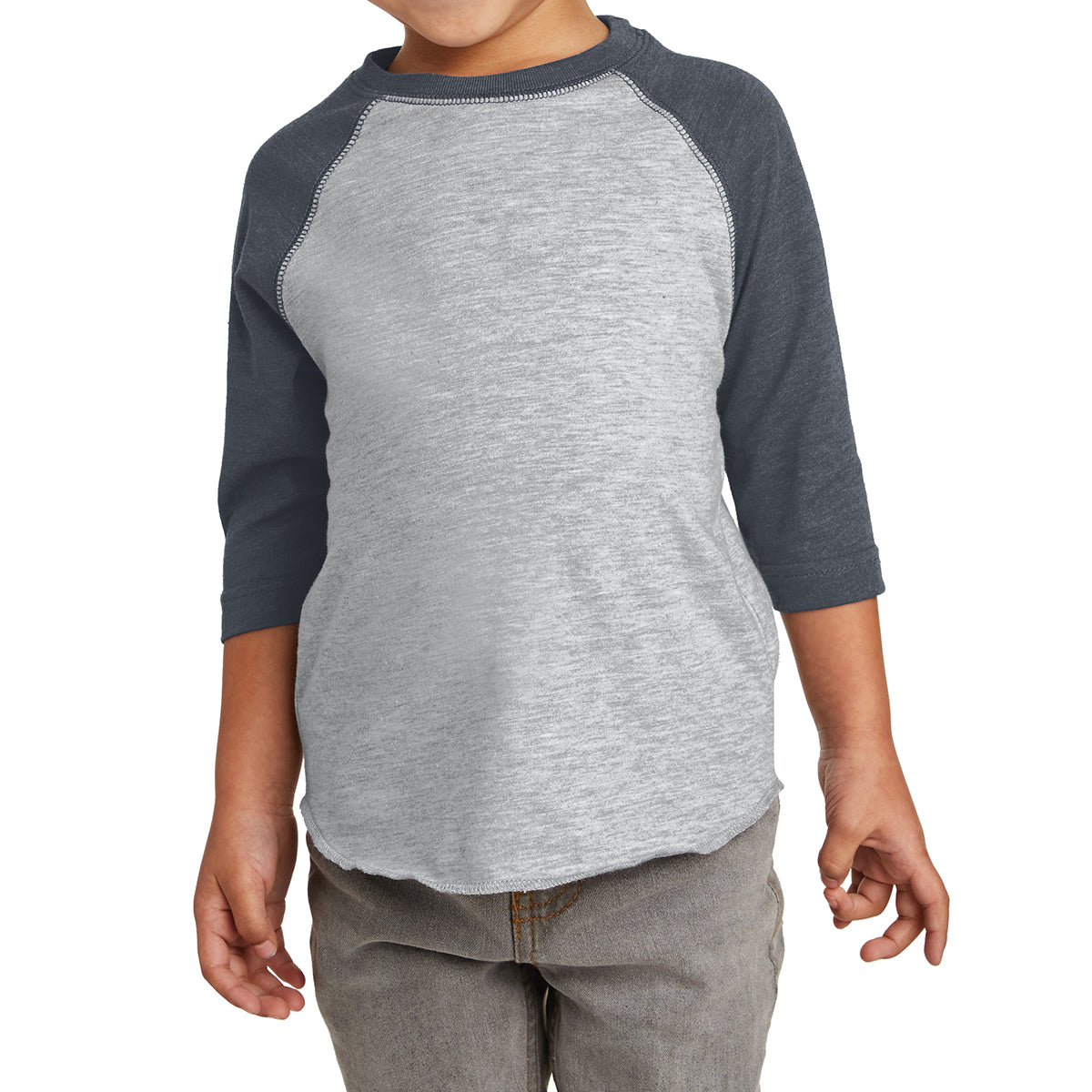 Toddler Baseball Fine Jersey Tee - Vintage Hthr/ Vintage Navy