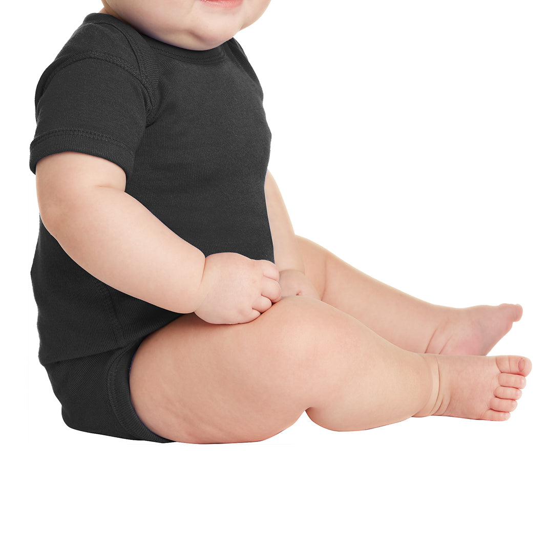 Infant Short Sleeve Baby Rib Bodysuit - Black