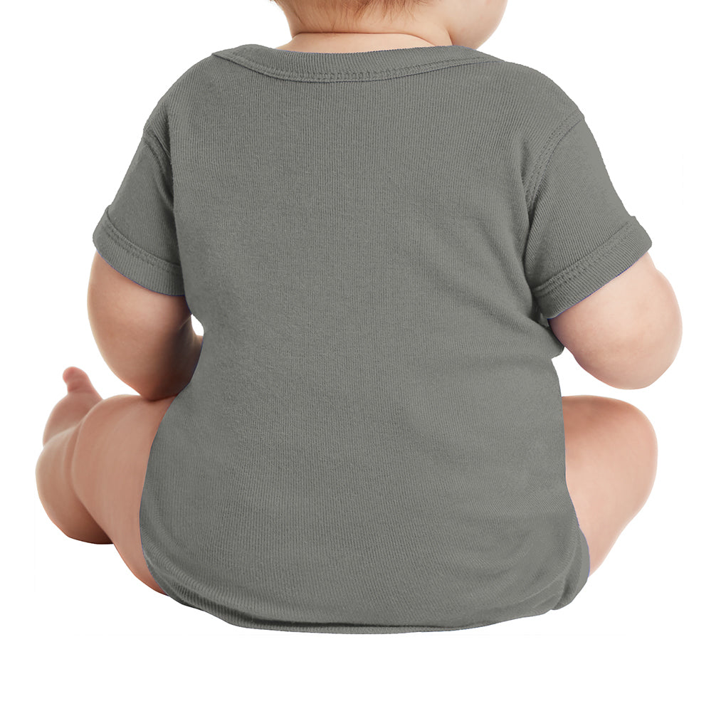 Infant Short Sleeve Baby Rib Bodysuit - Charcoal