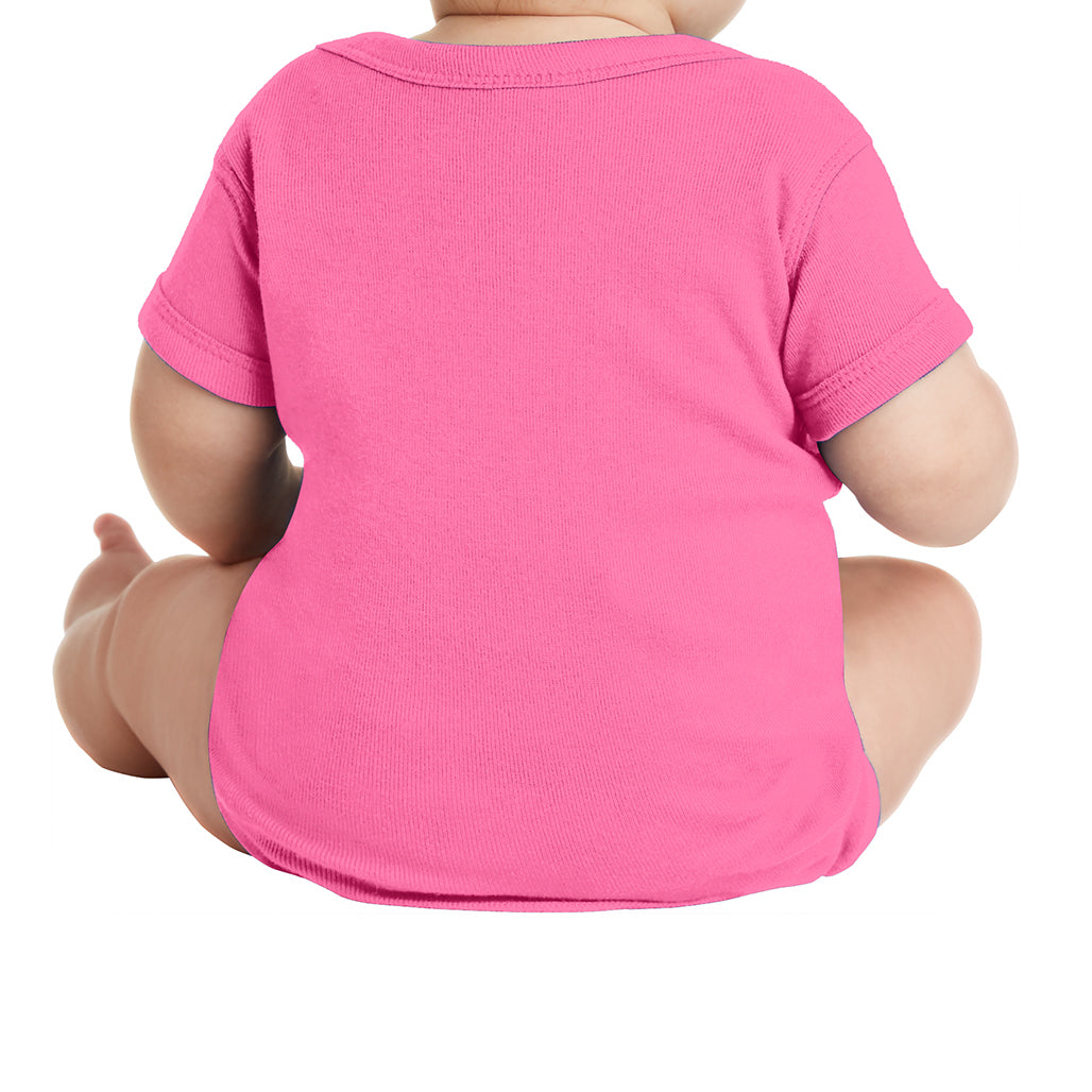 Infant Short Sleeve Baby Rib Bodysuit - Hot Pink