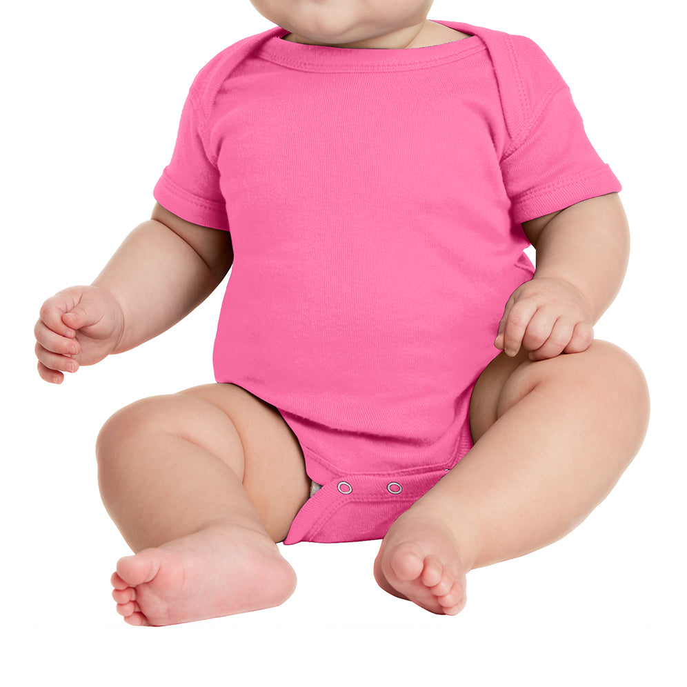 Infant Short Sleeve Baby Rib Bodysuit - Hot Pink