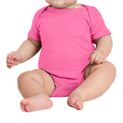 Infant Short Sleeve Baby Rib Bodysuit - Hot Pink