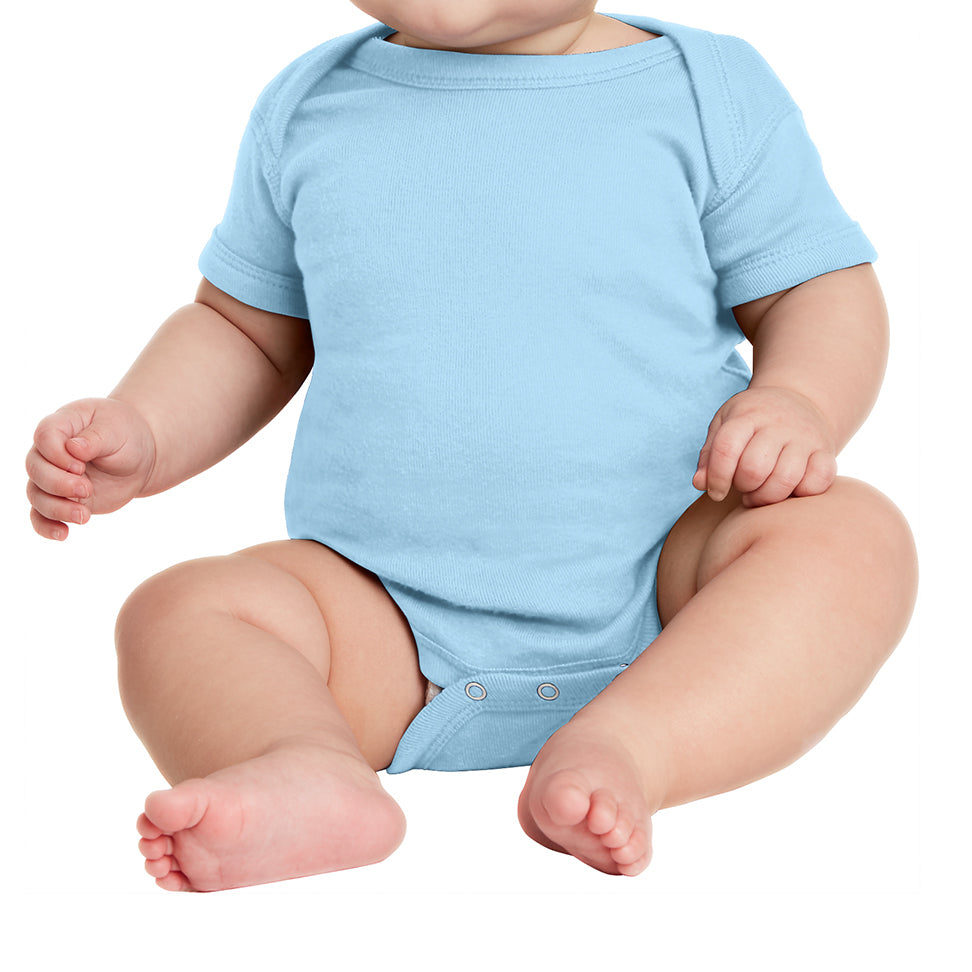 Infant Short Sleeve Baby Rib Bodysuit - Light Blue