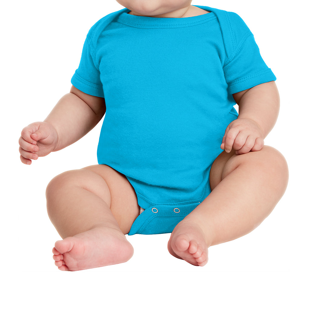 Infant Short Sleeve Baby Rib Bodysuit - Turquoise