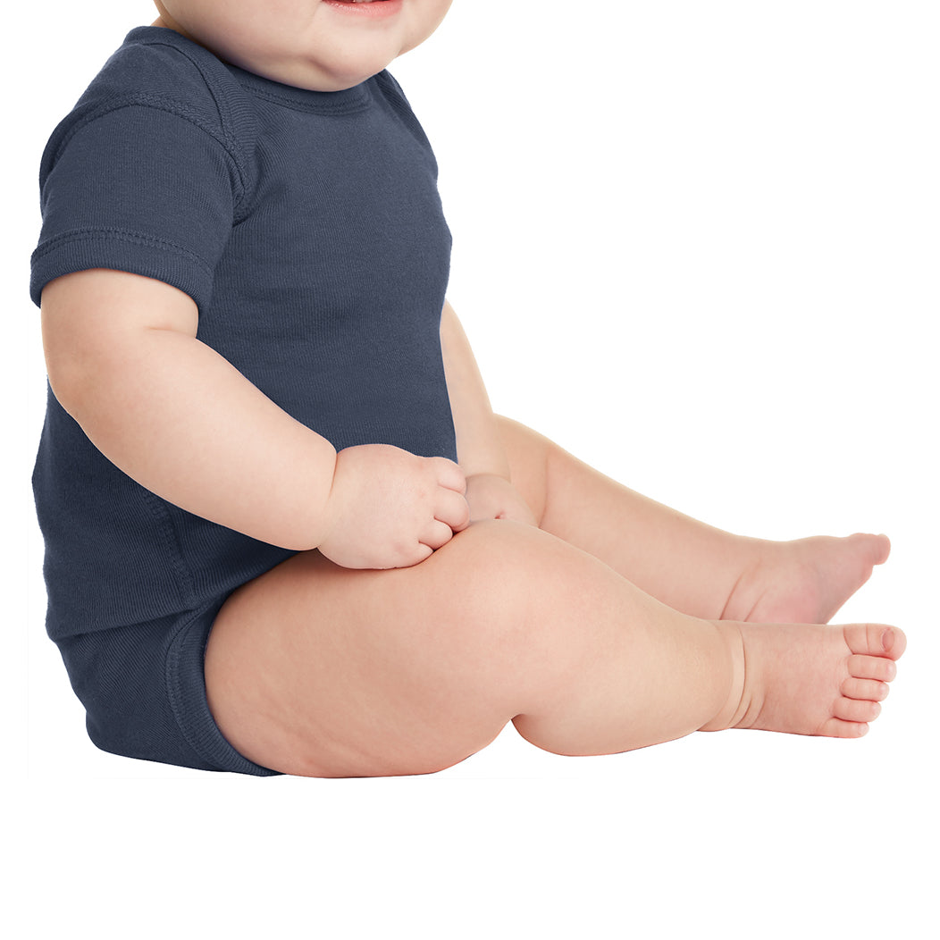 Infant Short Sleeve Baby Rib Bodysuit - Navy