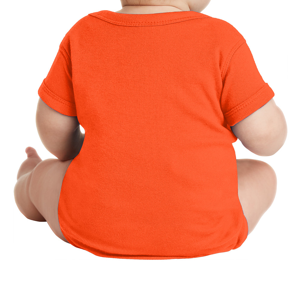 Infant Short Sleeve Baby Rib Bodysuit - Orange