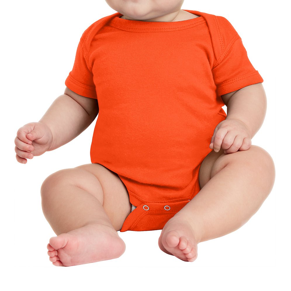 Infant Short Sleeve Baby Rib Bodysuit - Orange