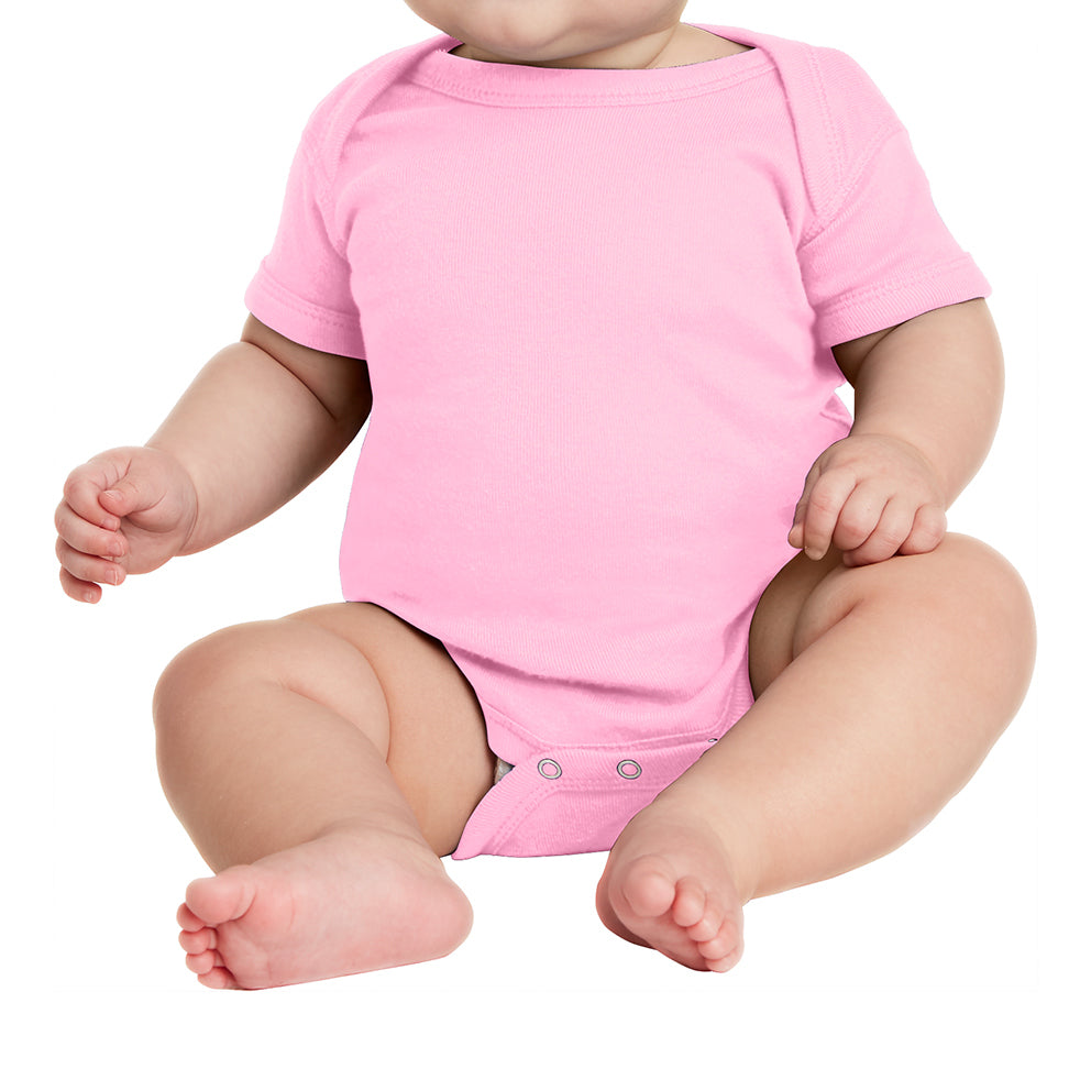 Infant Short Sleeve Baby Rib Bodysuit - Orange Pink