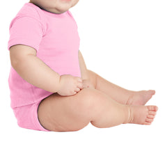Infant Short Sleeve Baby Rib Bodysuit - Orange Pink