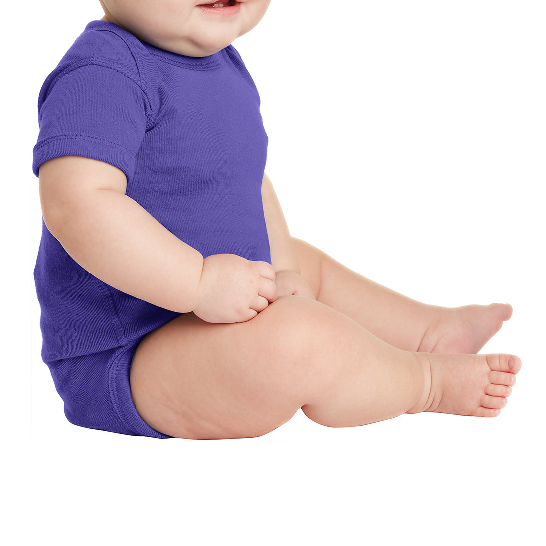 Infant Short Sleeve Baby Rib Bodysuit - Purple