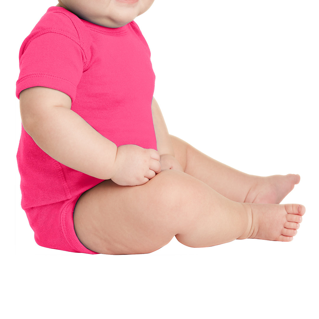 Infant Short Sleeve Baby Rib Bodysuit - Raspberry