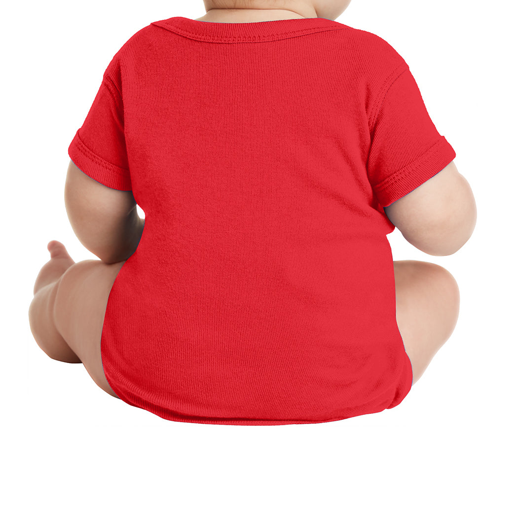 Infant Short Sleeve Baby Rib Bodysuit - Red