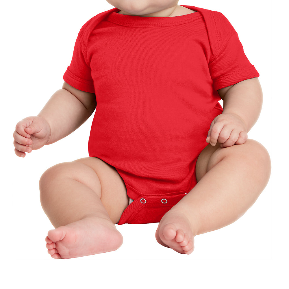 Infant Short Sleeve Baby Rib Bodysuit - Red