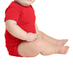 Infant Short Sleeve Baby Rib Bodysuit - Red