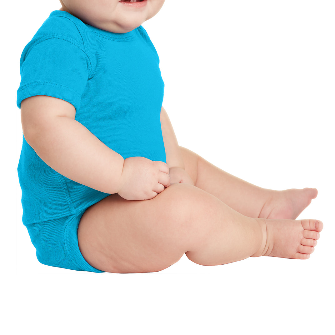 Infant Short Sleeve Baby Rib Bodysuit - Turquoise