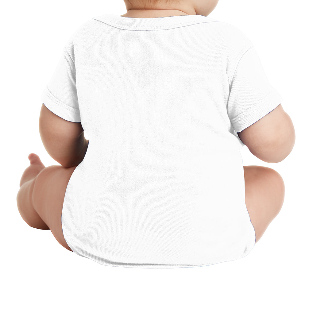 Infant Short Sleeve Baby Rib Bodysuit - White