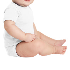 Infant Short Sleeve Baby Rib Bodysuit - White