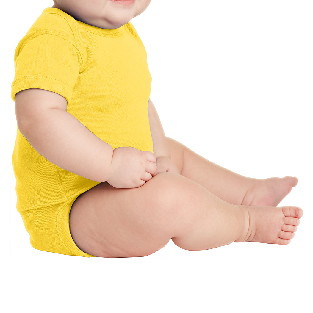 Infant Short Sleeve Baby Rib Bodysuit - Yellow