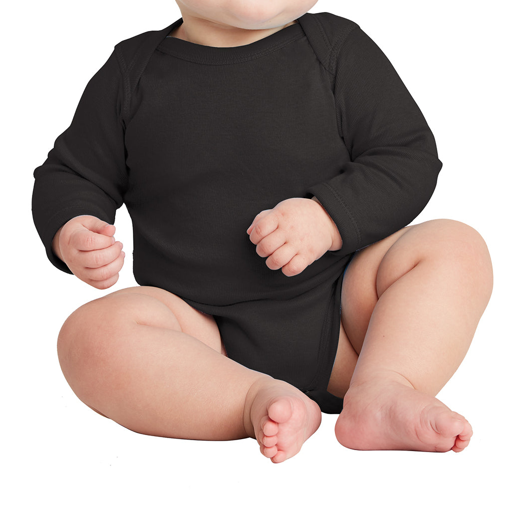 Infant Long Sleeve Baby Rib Bodysuit - Black