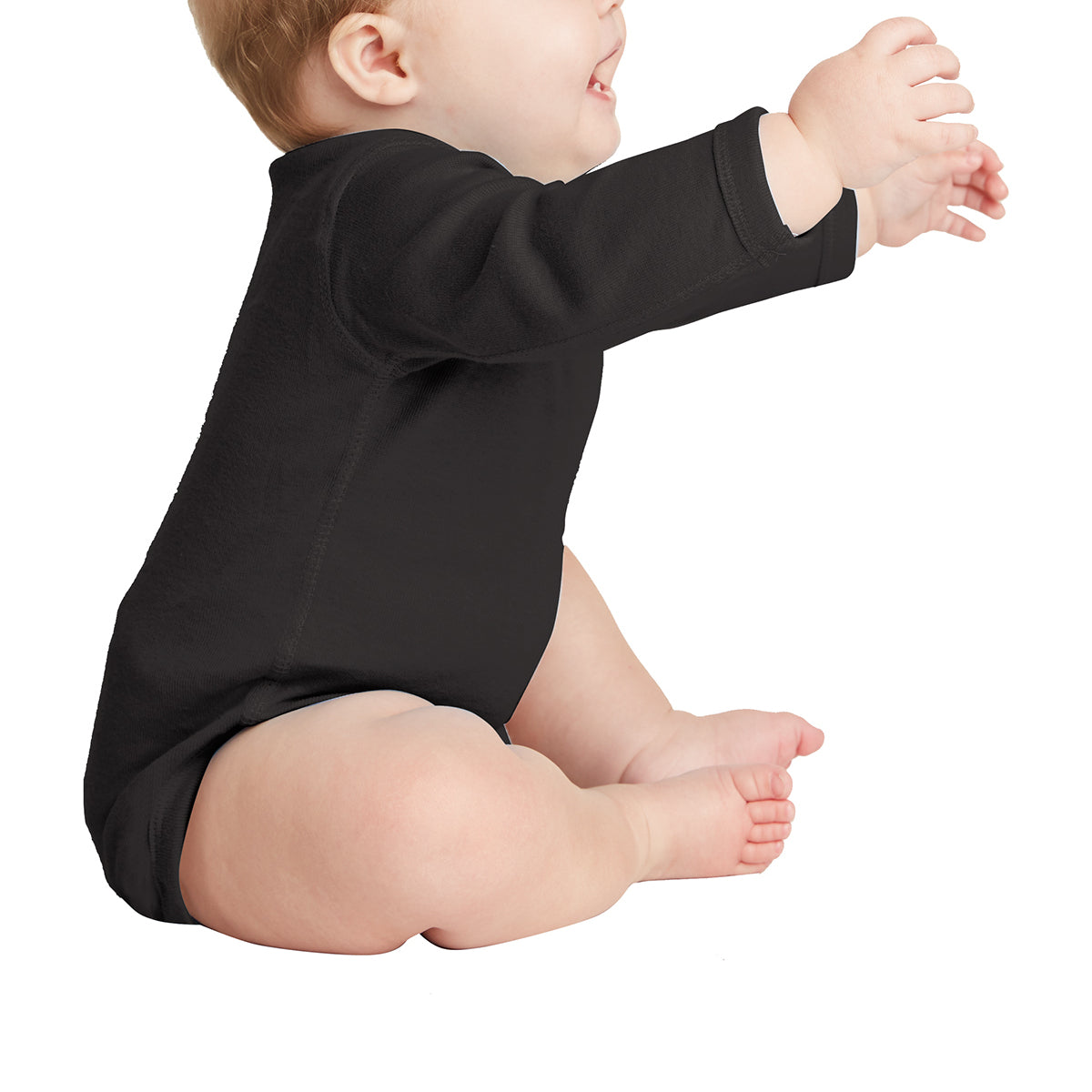 Infant Long Sleeve Baby Rib Bodysuit - Black