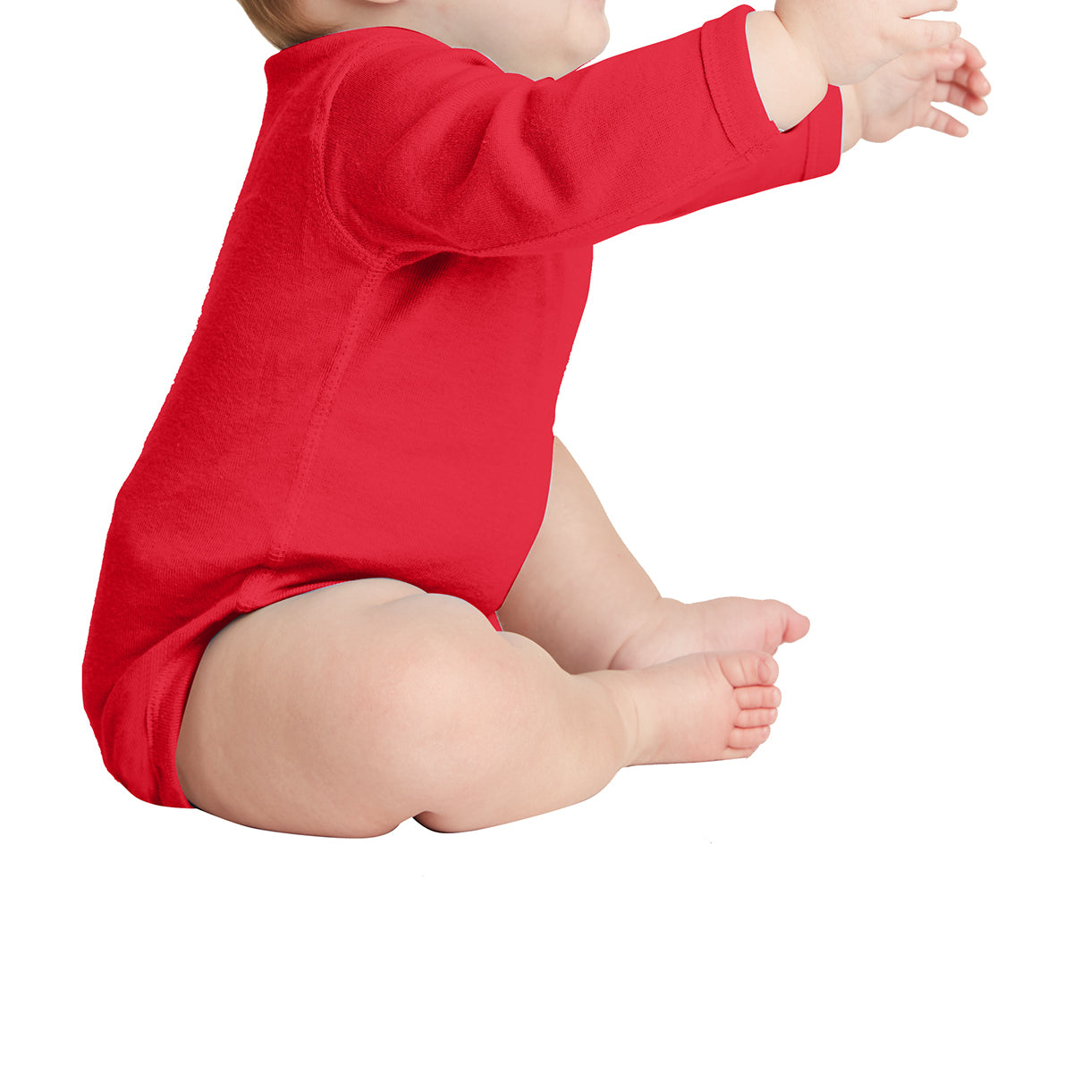 Infant Long Sleeve Baby Rib Bodysuit - Red