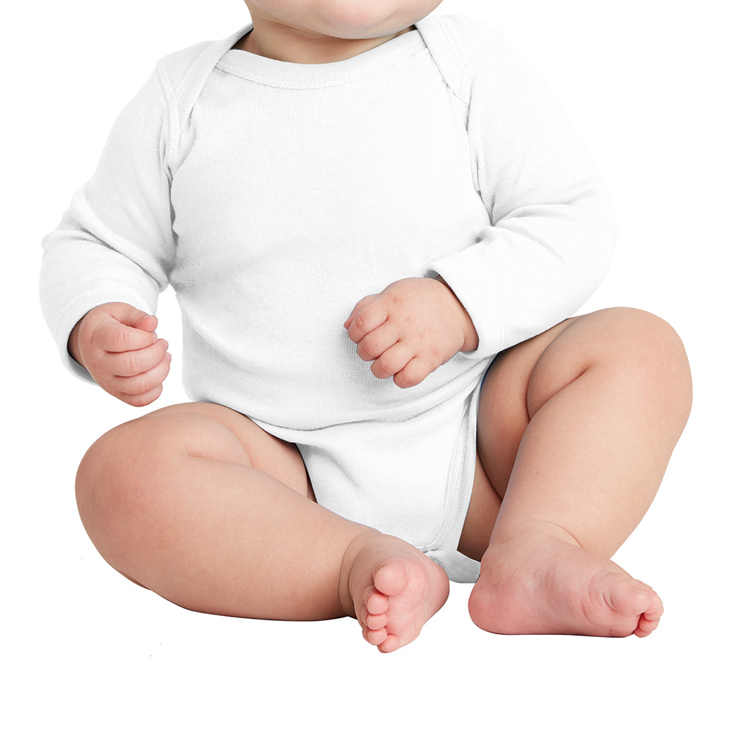Infant Long Sleeve Baby Rib Bodysuit - White
