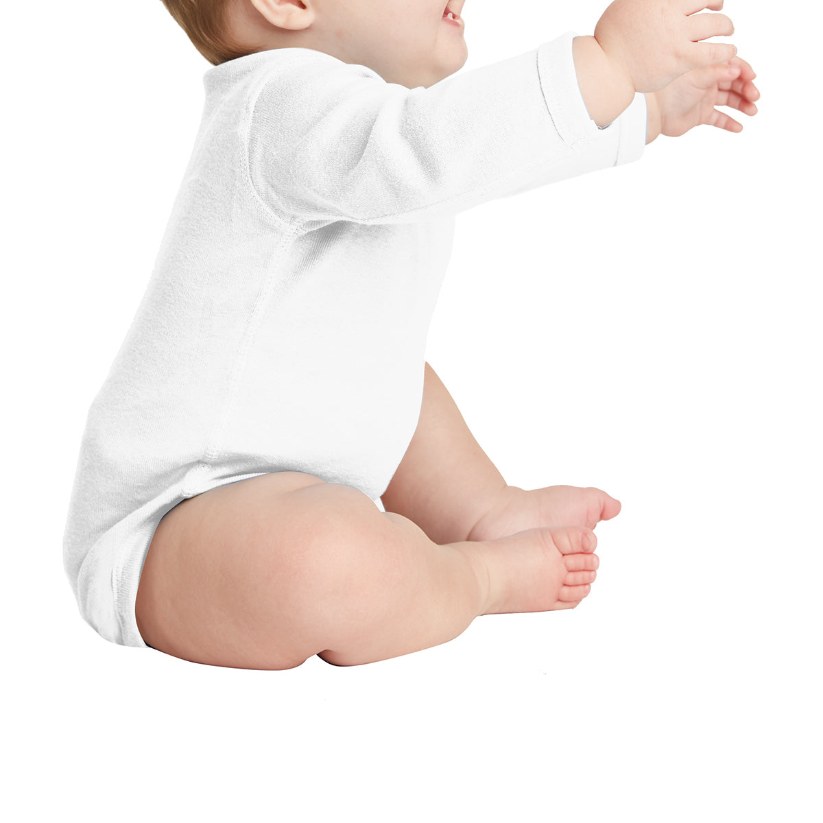 Infant Long Sleeve Baby Rib Bodysuit - White