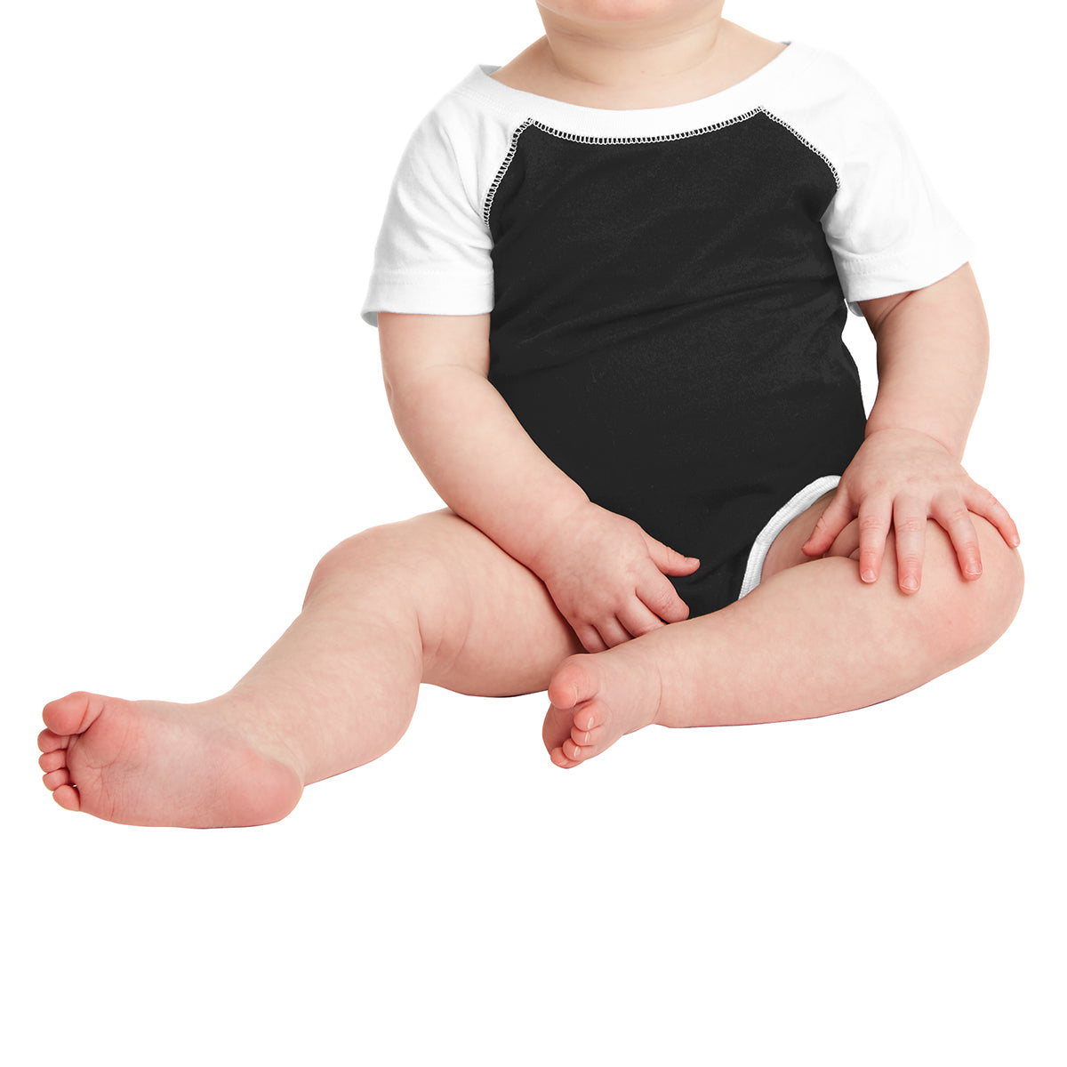 Infant Baseball Fine Jersey Bodysuit - Black/ White