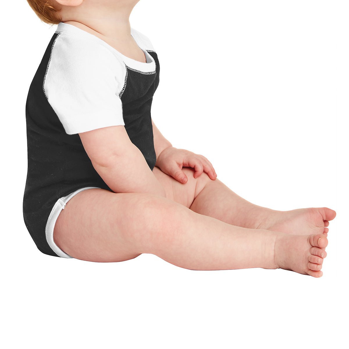 Infant Baseball Fine Jersey Bodysuit - Black/ White