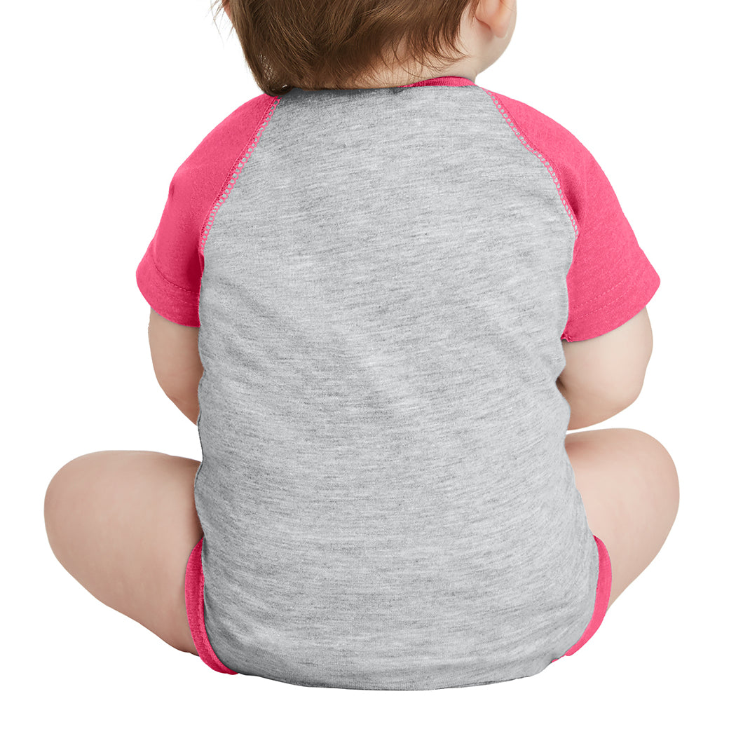 Infant Baseball Fine Jersey Bodysuit - Vintage Hthr/ Vintage Hot Pink