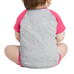 Infant Baseball Fine Jersey Bodysuit - Vintage Hthr/ Vintage Hot Pink