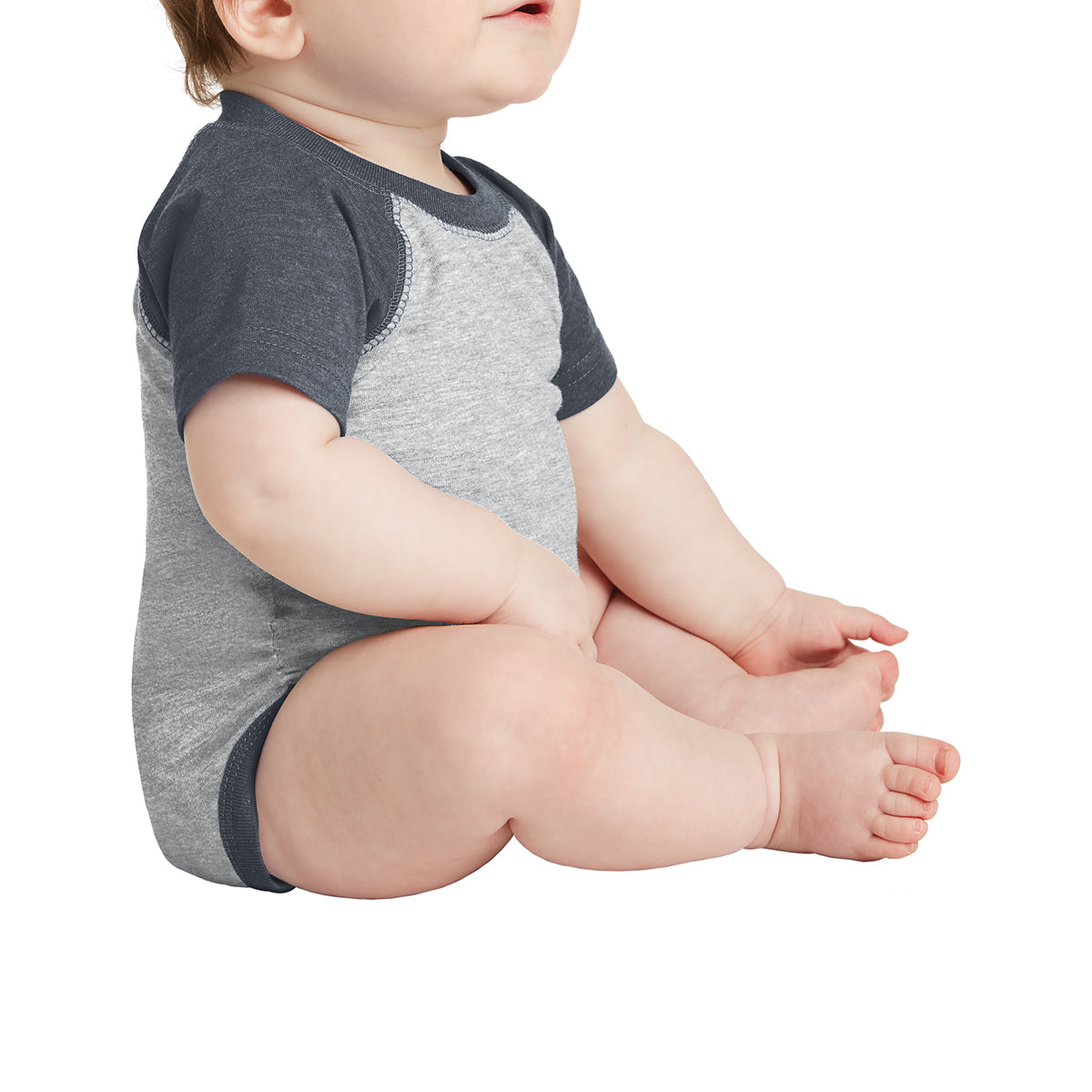 Infant Baseball Fine Jersey Bodysuit - Vintage Hthr/ Vintage Navy