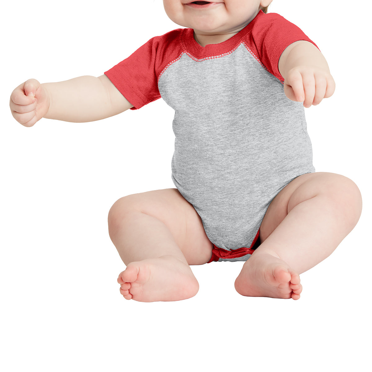 Infant Baseball Fine Jersey Bodysuit - Vintage Hthr/ Vintage Red
