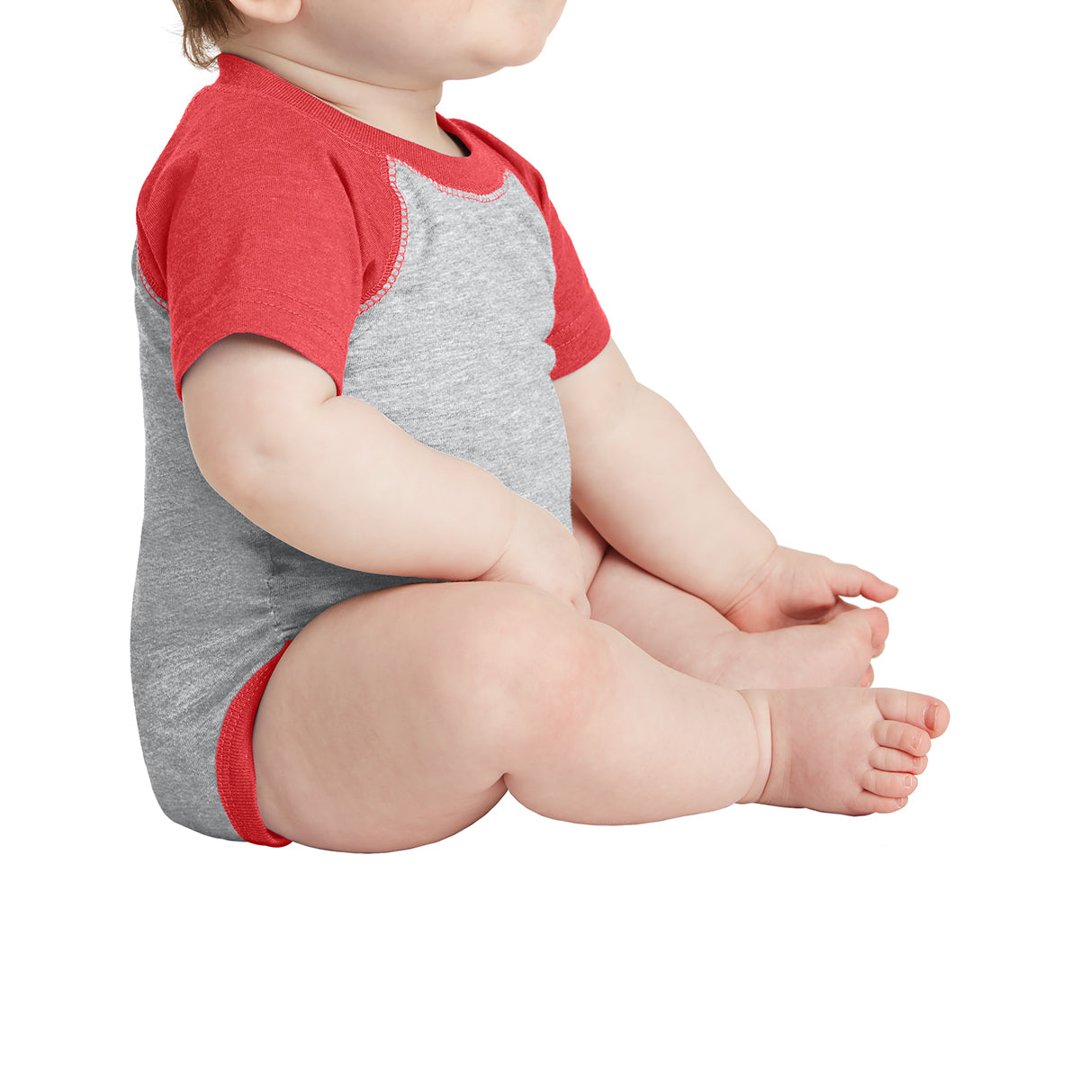 Infant Baseball Fine Jersey Bodysuit - Vintage Hthr/ Vintage Red