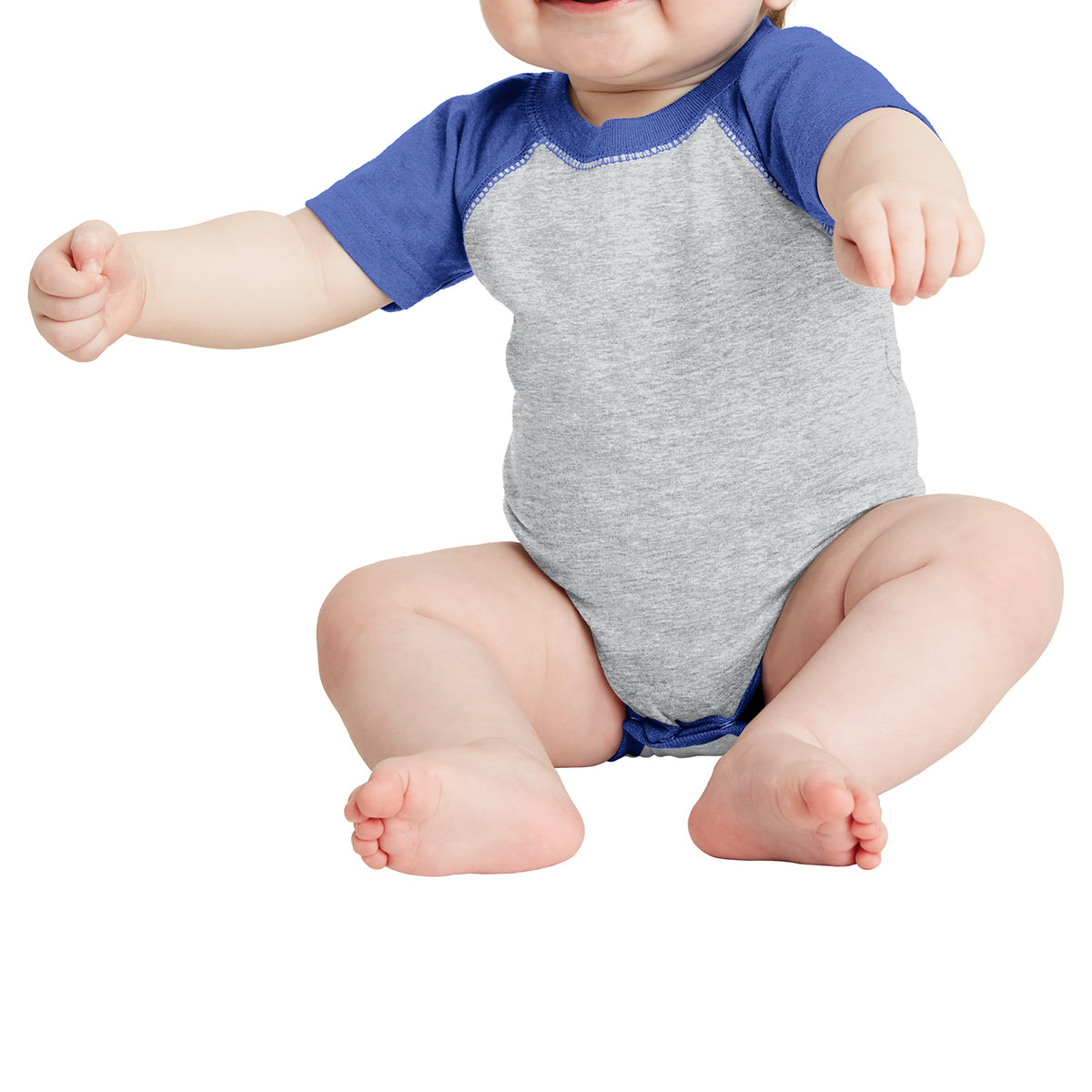 Infant Baseball Fine Jersey Bodysuit - Vintage Hthr/ Vintage Royal