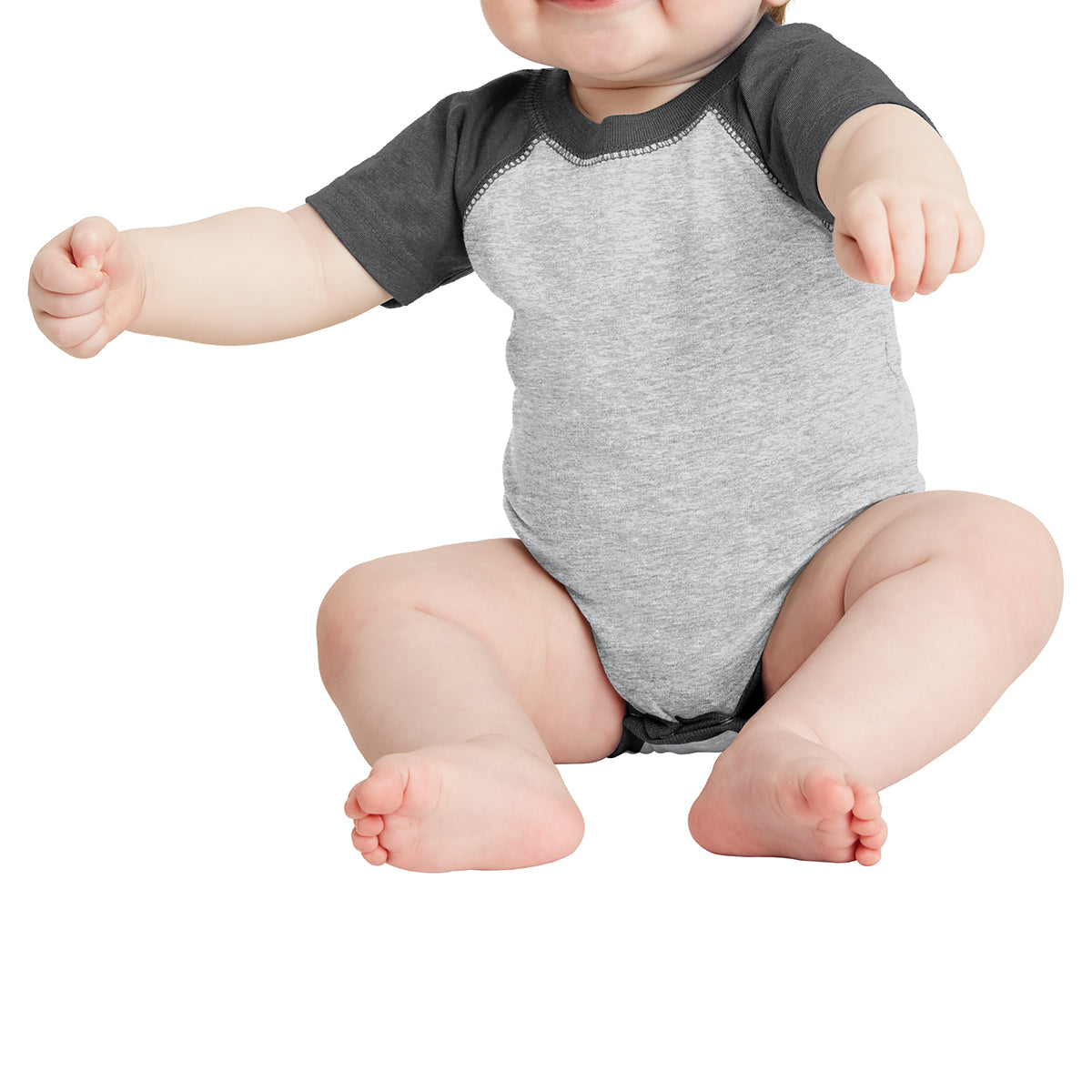 Infant Baseball Fine Jersey Bodysuit - Vintage Hthr/ Vintage Smoke