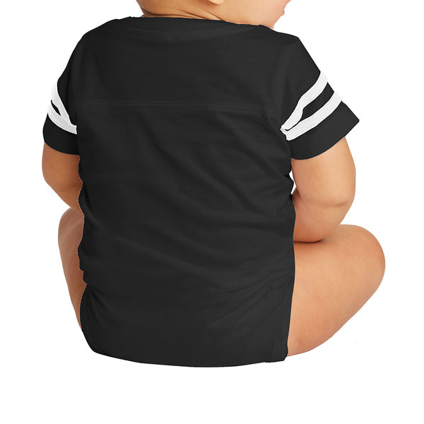 Just Customized Cute Infant Football Fine Personalized Jersey Baby Bodysuit with Contrasting Sleeve Stripes