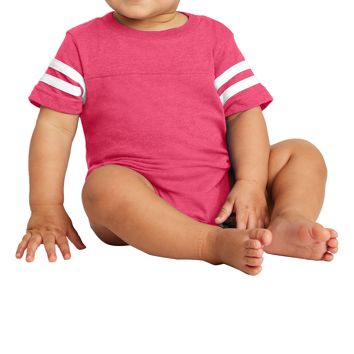 Infant Football Fine Jersey Bodysuit - Vintage Hot Pink/ Blended White
