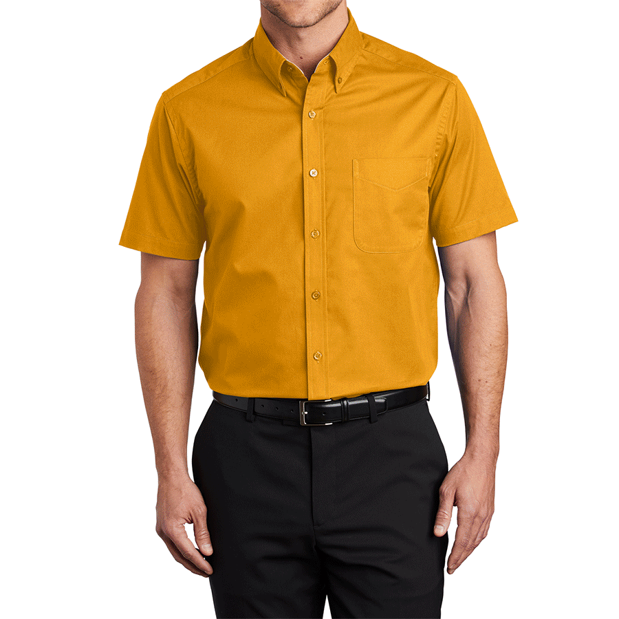 Men's Short Sleeve Wrinkle Resistance Easy Care Button Down Collar Shirt