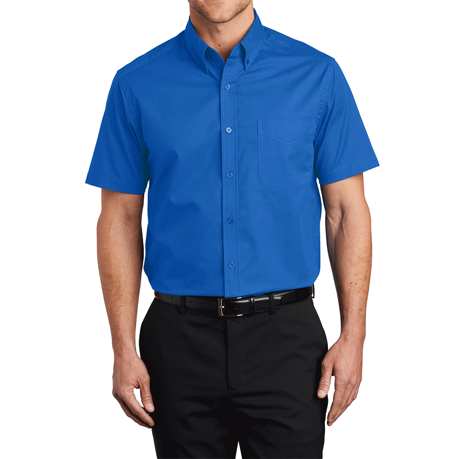 Men's Short Sleeve Wrinkle Resistance Easy Care Button Down Collar Shirt