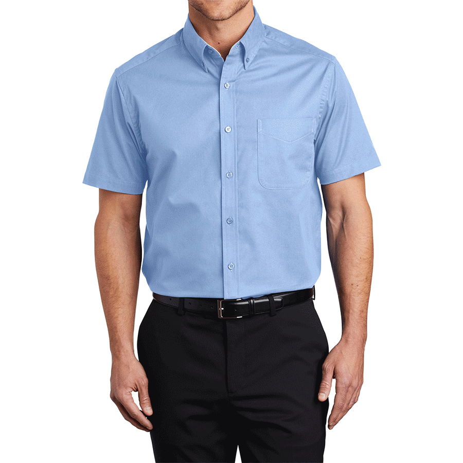 Men's Short Sleeve Wrinkle Resistance Easy Care Button Down Collar Shirt